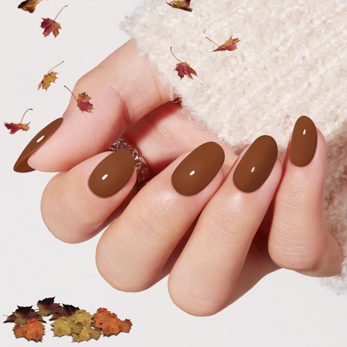 modelones French Tip Press On Nails, Short Oval Fake Nails Nails Press Ons