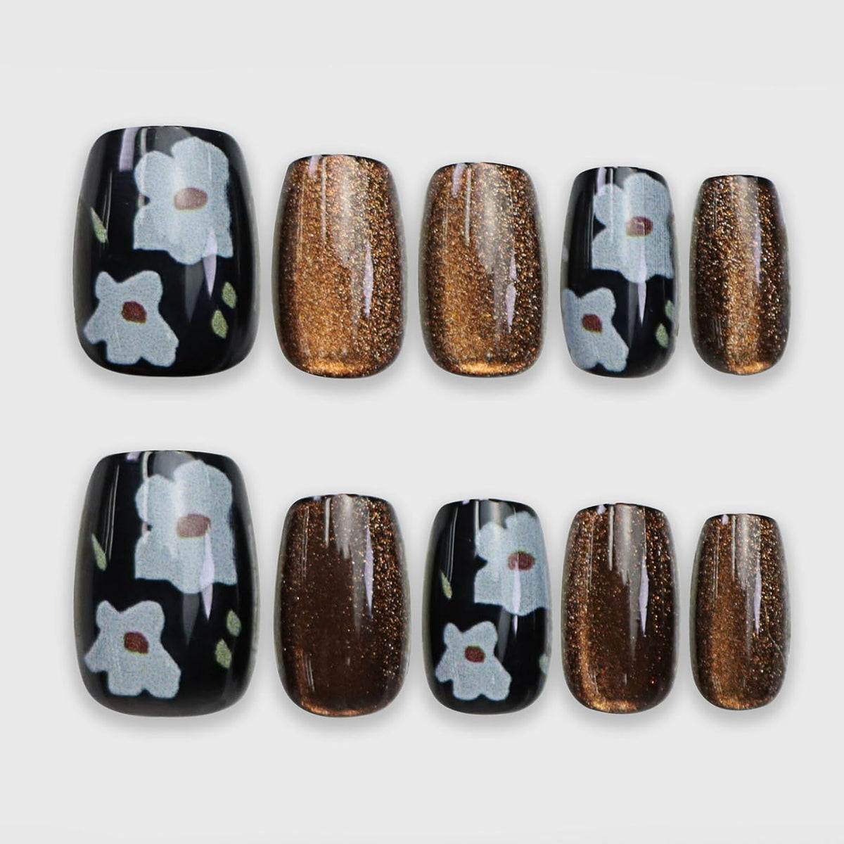 Short Press on Nails Square Nude Ombre Fake Nails Press ons White Glue Stick on Nails with Designs Full Cover Acrylic Glossy Artificial Cute False Nail for Women Girls 24 Pcs