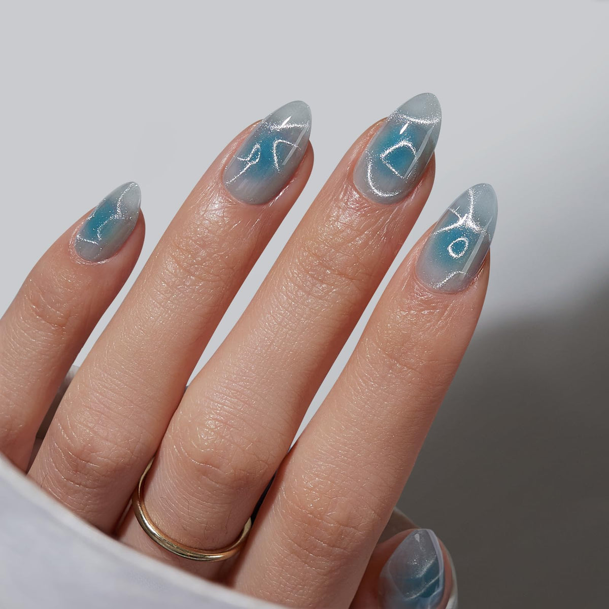 BTArtbox Press On Nails, Short Almond Pink Fake Nails, 32Pcs Full Kit