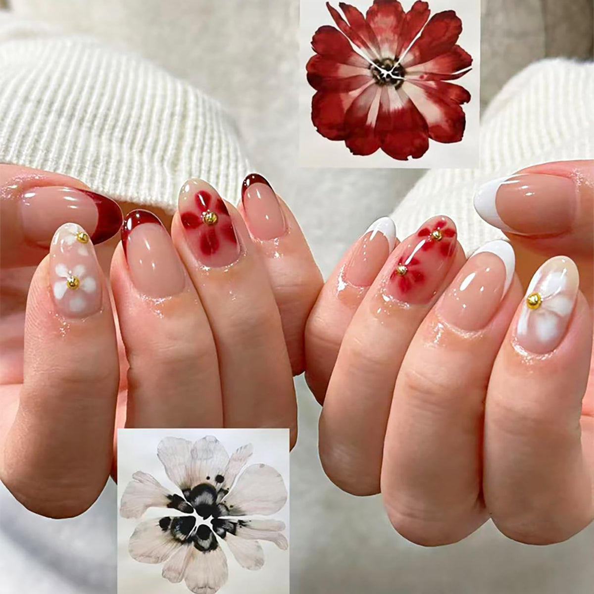 Long Almond Glitter Press on Nails Nude Pink Fashion Gold Fake Nails Full Cover Sparkling Stick On Nails Glossy Thin Design Glue on Nails for Girl Women False Nails Daily Office Party Wedding 24 Pcs