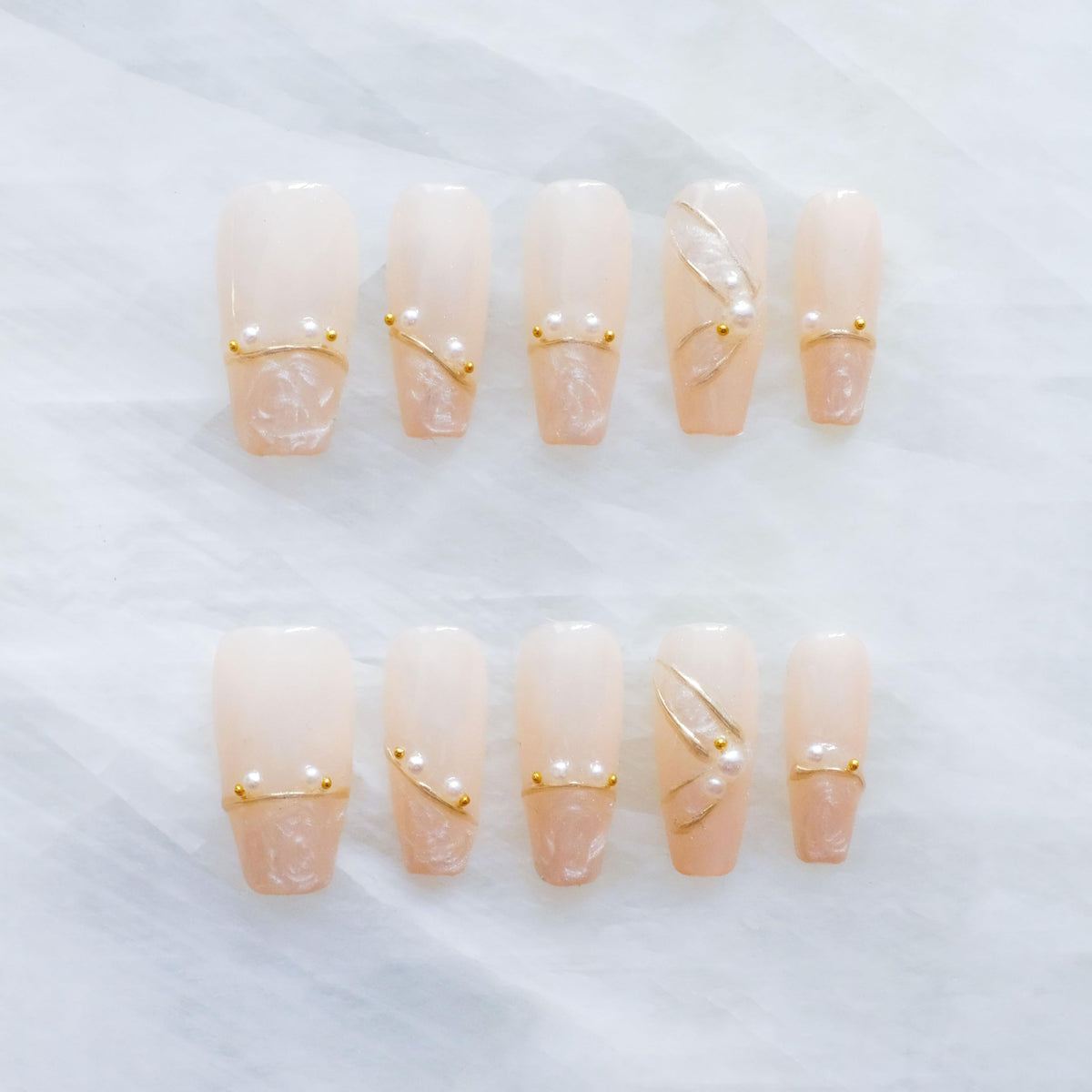 Luxury Handmade Press On Nails, Vintage Bohemian Style, Long Stiletto Shape, Crystal Heart Gems, Gold Stars Design, 10 Pieces (Large, LS)