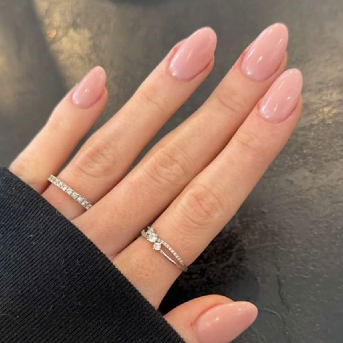 modelones Milky White Press On Nails Short Almond 32Pcs 16 Sizes Reusable