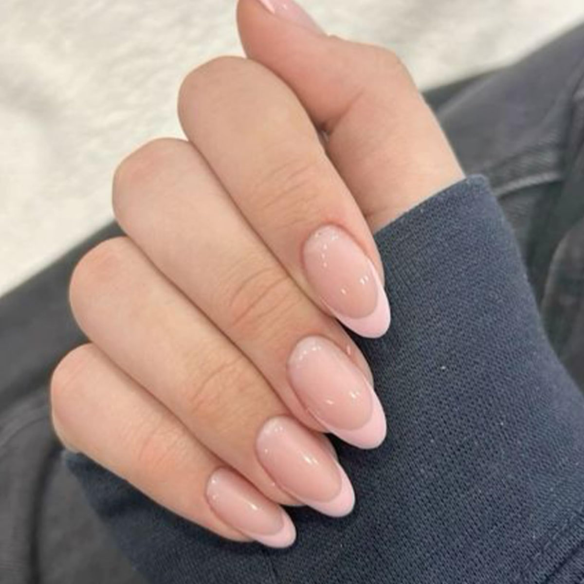 Modelones Extra Short Press on Nails, French Tips Squoval Fake Nails