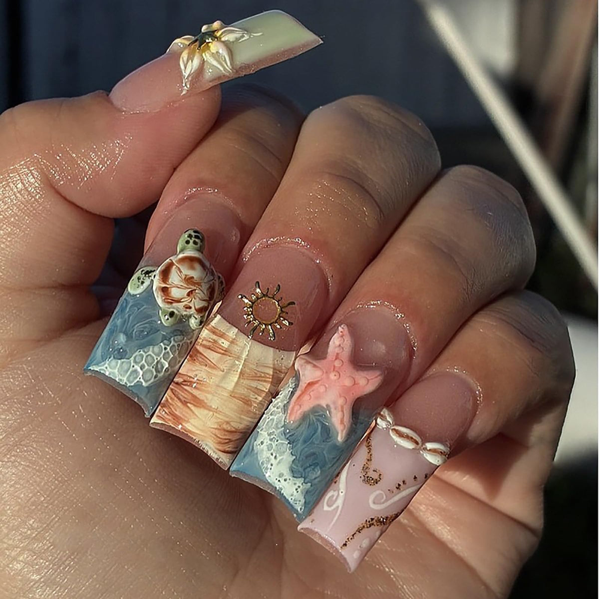 Coffin Press on Nails Long Acrylic Luxury Fake Nails 24pcs