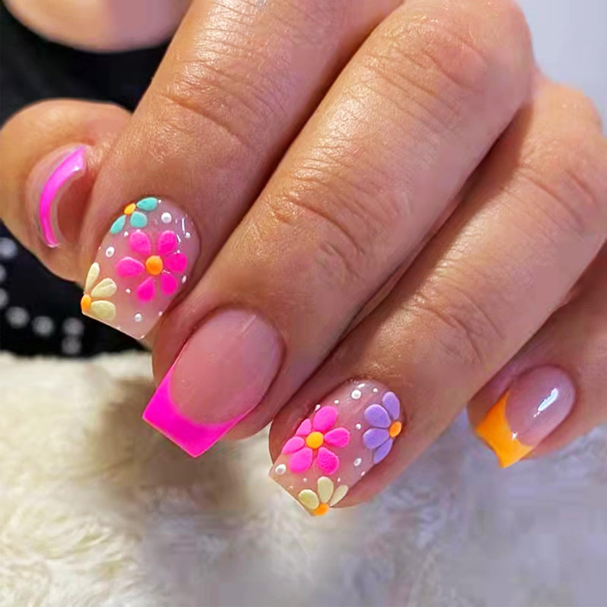 White French Tips Press on Nails 24Pcs Glossy Silver Glitter Acrylic Fake Nails Sparkly False Nail Milky Way Gel Glue on Nail Stars Stick on Medium Square Fingernails for Coquette Women Girls