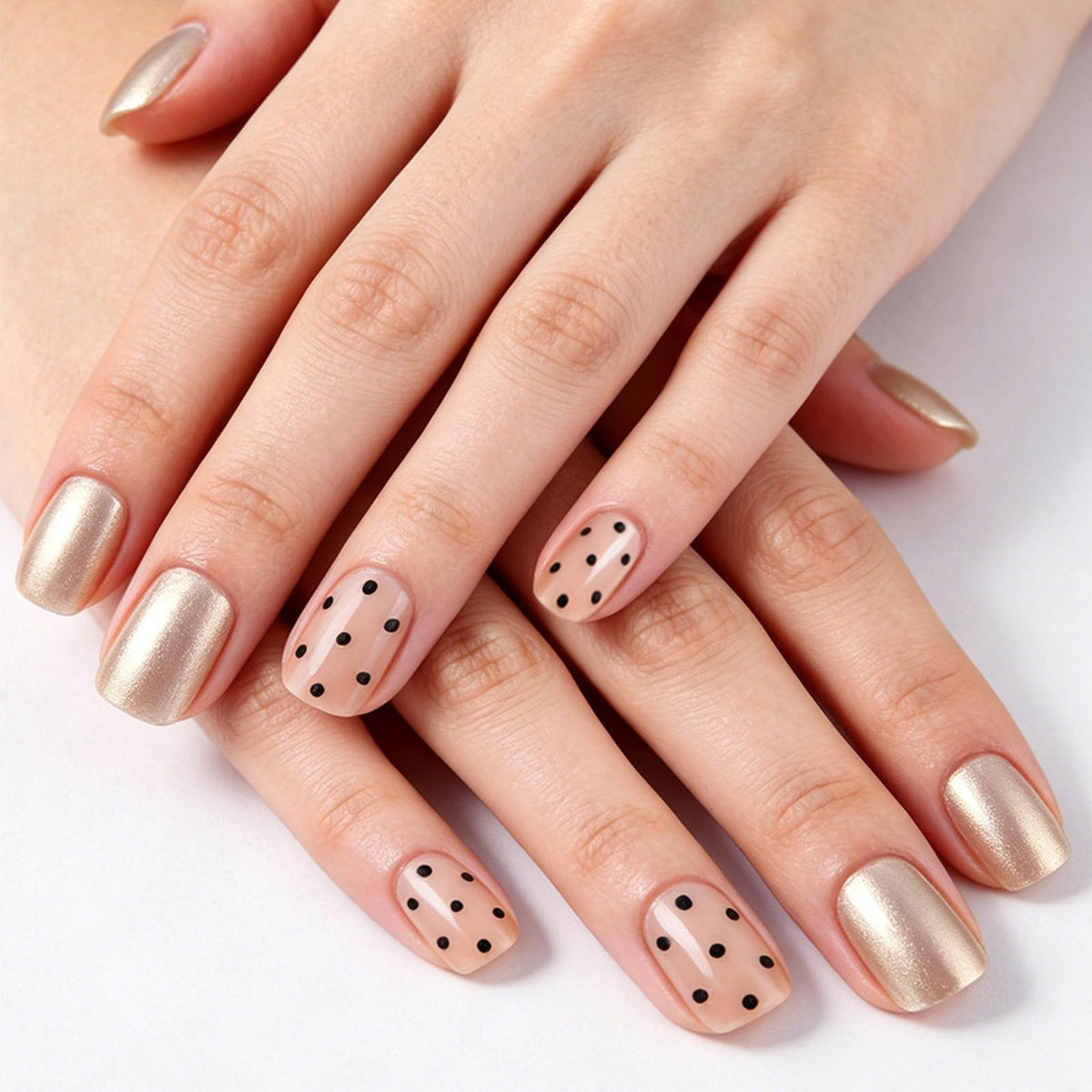 Press on Nails with Shimmer Design Glossy White French Tips Short Square False Nails Silver Glitter Fake Nail Nude Minimalist Stick on Fingernails Pink Glue on Nail for Women Bridal Daily Wear