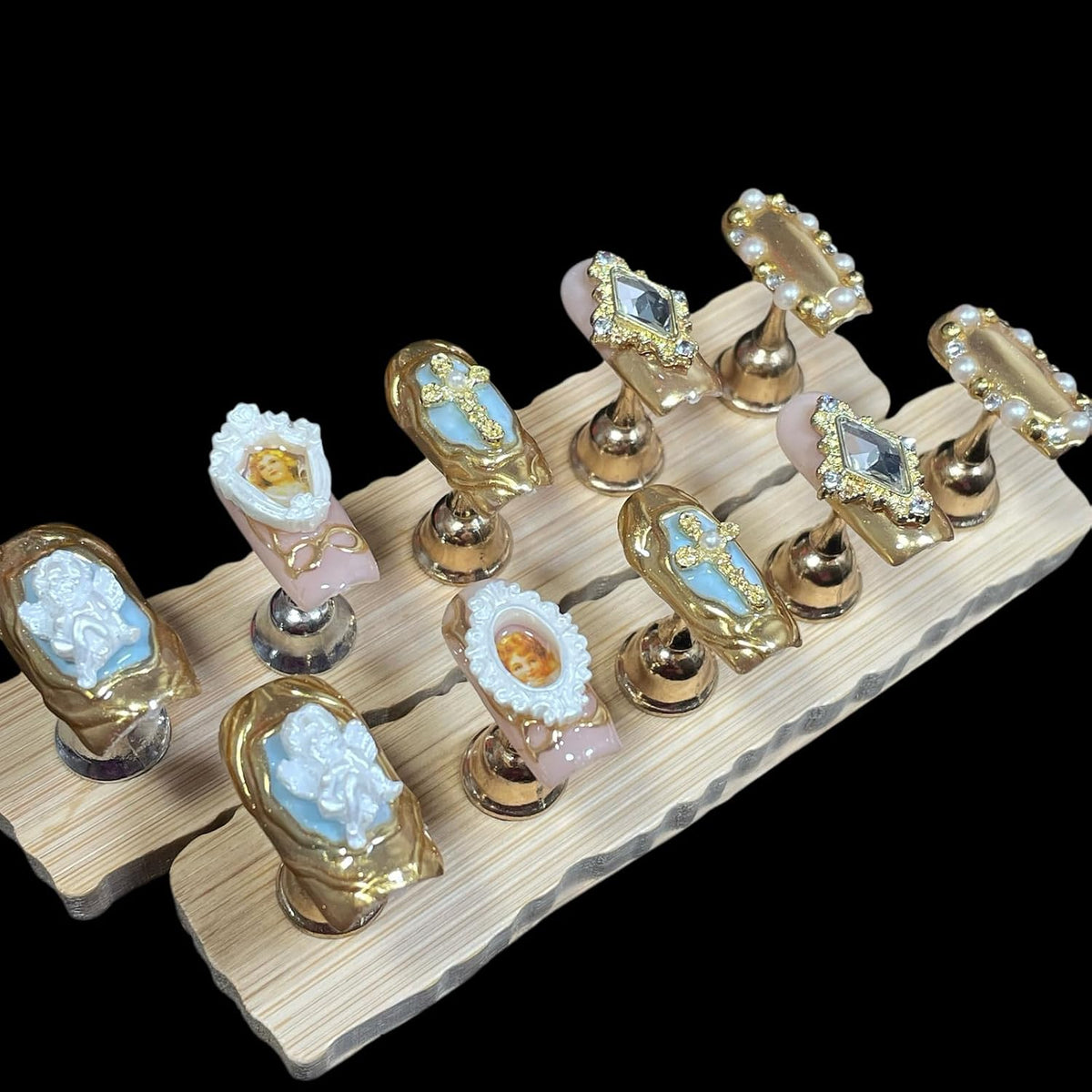 Handmade Press On Nails Luxury Set (Baroque, M)