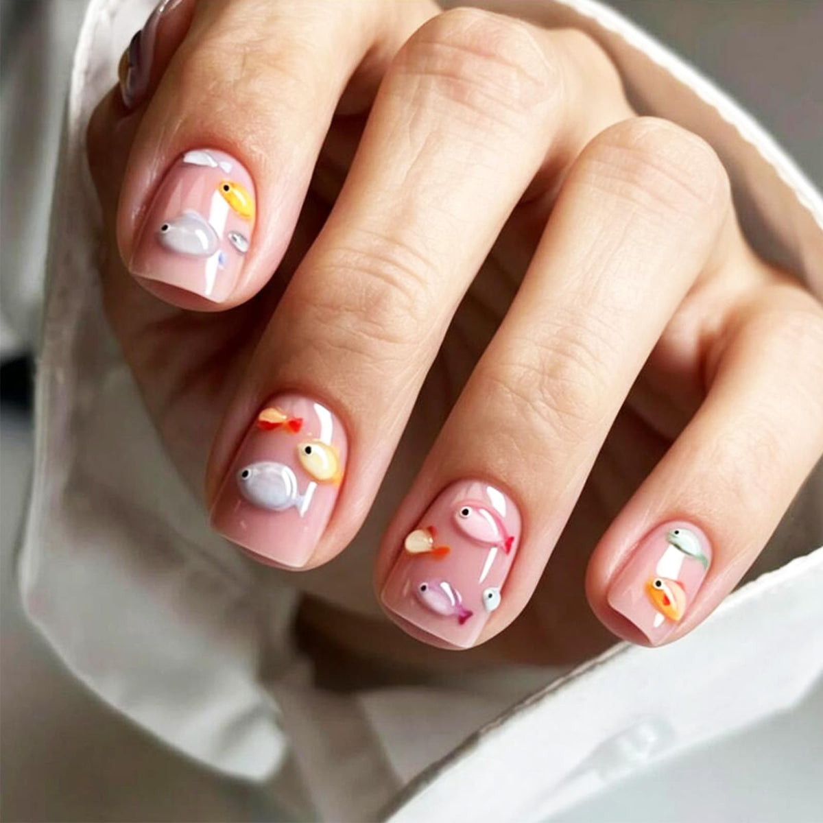 Press on Nails Silver Glitter Rhinestone Medium Square Fake Nails
