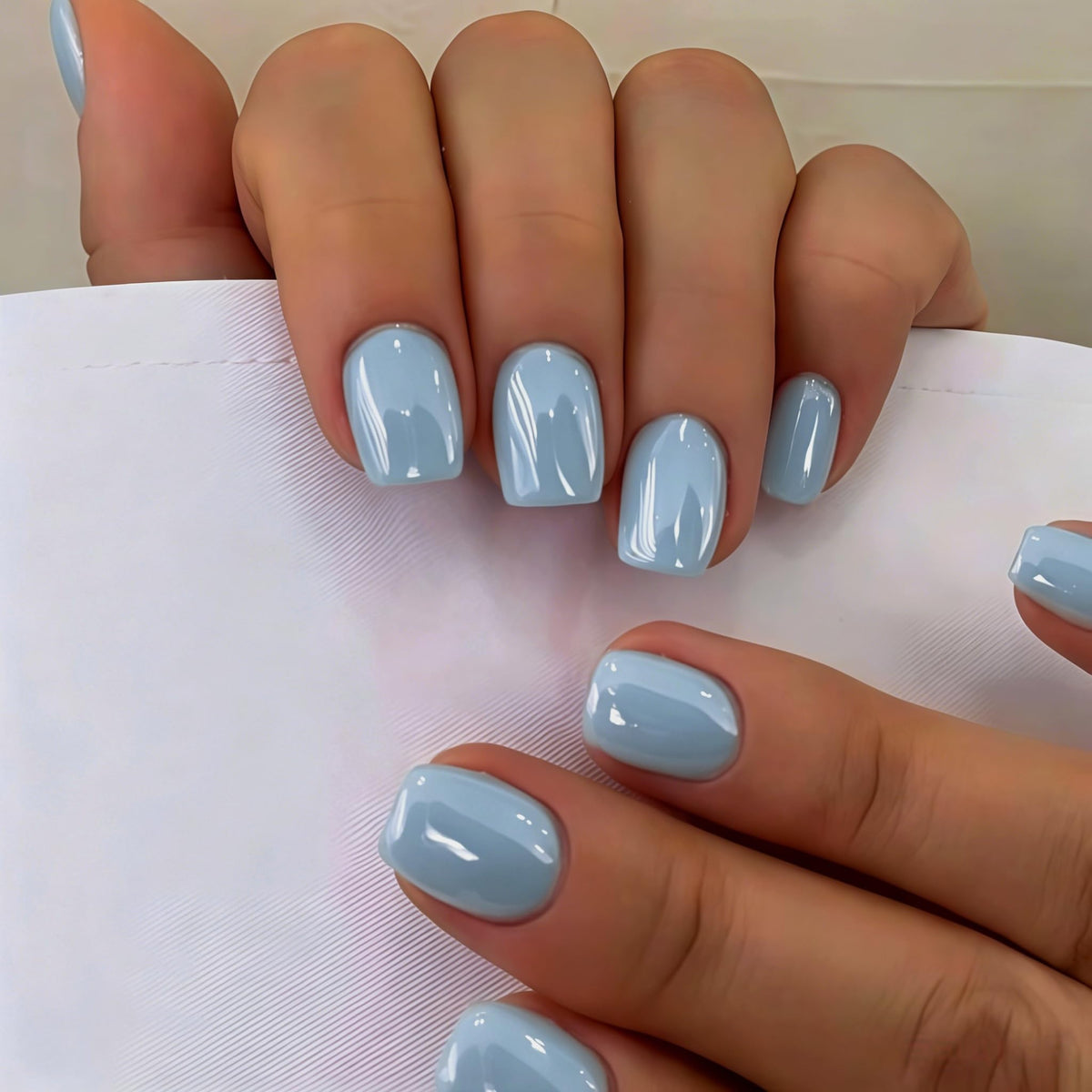 White French Tip Press On Nails Almond - KQueenest Chrome Press On Nails Medium, Glazed Natural Light Nude Fake Nails Press on, Reusable Glue on Nails Stick On Nail for Women Bridal Wedding