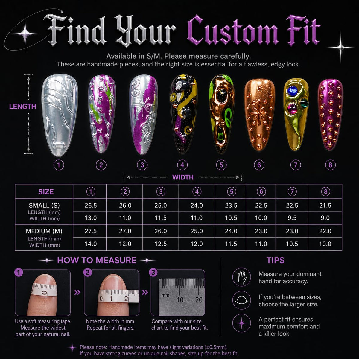 10pcs 3D Metallic Press on Nails Long Almond Handmade, Luxury Ornate Textured False Nails with Gold Silver Chrome Designs, Punk Style Studded Glue on Nails for Women, Gothic Avant-Garde Acrylic Nails