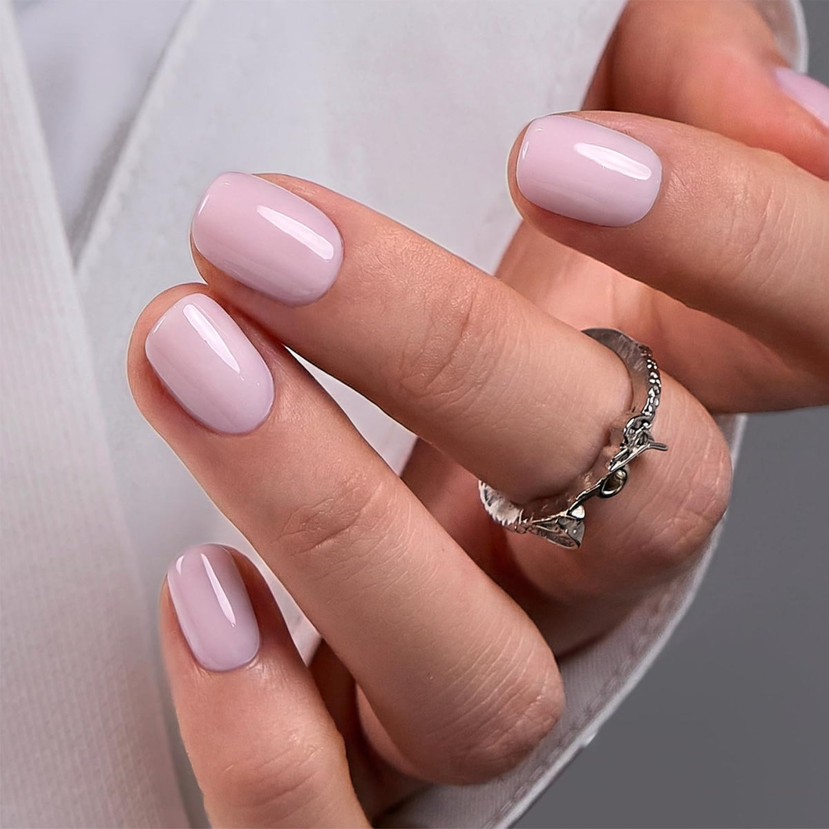 CurvLife Extra Short Oval Press On Nails, Nude Peach Pink, Soft Gel