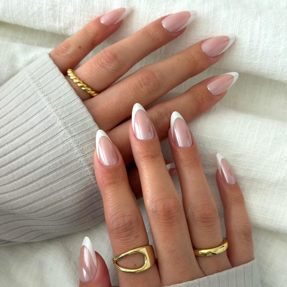 Glamnetic Press On Nails - Medium Almond, Glossy Fake Nails 30 Pc Full Kit