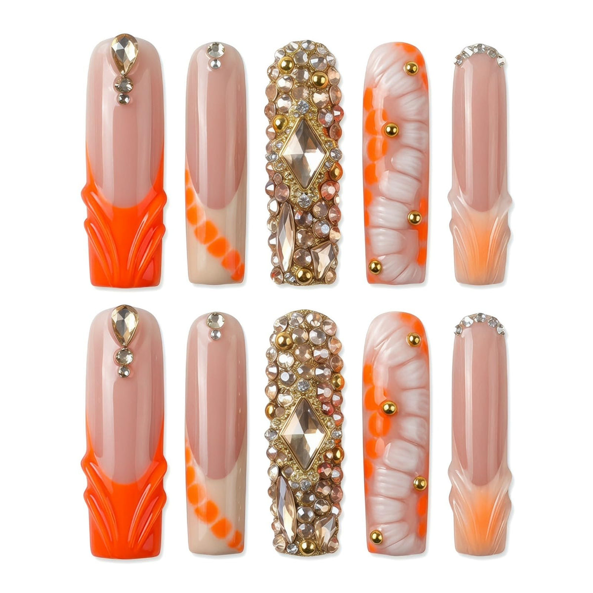 xl Square Handmade Press on Nails Long Luxury Acrylic Fake Nails