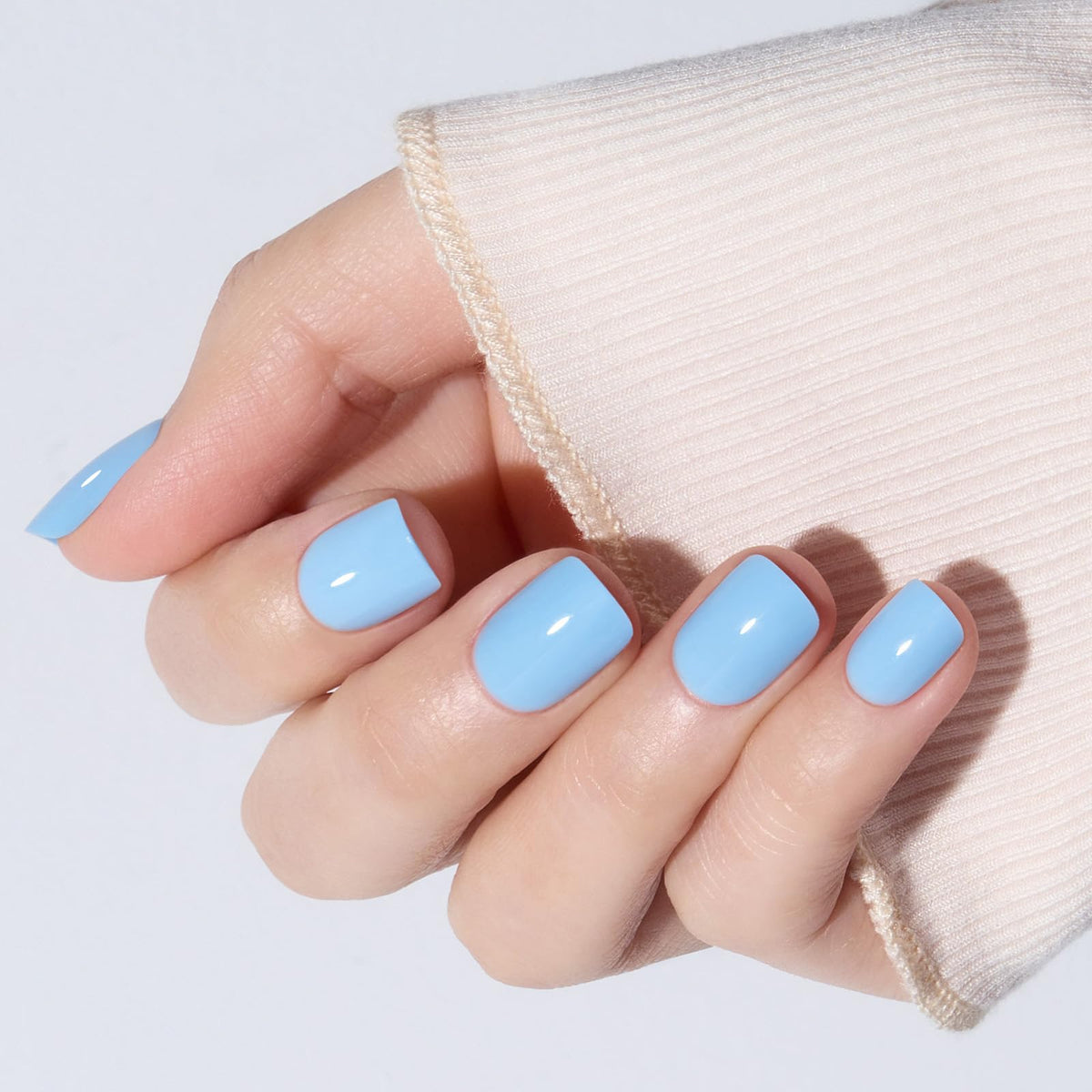 Modelones Extra Short Press on Nails, French Tips Squoval Fake Nails