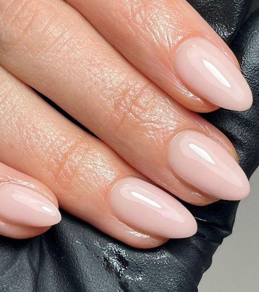 Artquee Press on Nails Short Soft Pink Almond False Tips Glossy Reusable Fake Stick on Nails Kit for Women - 32 Pcs 16 Sizes