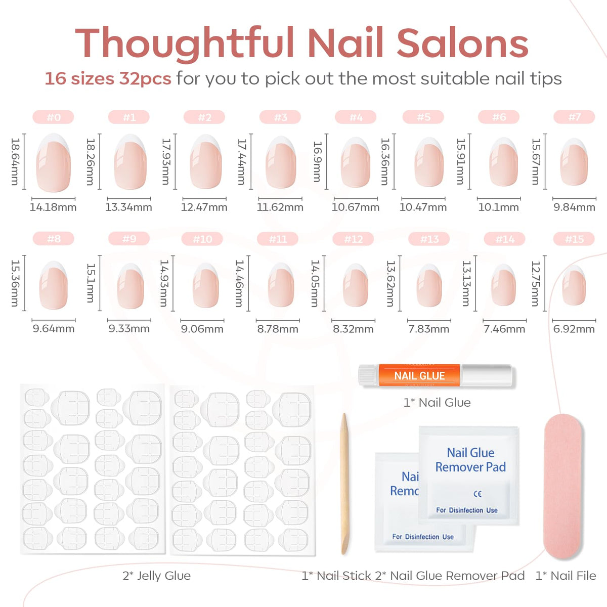 modelones French Tip Press On Nails, Short Oval Fake Nails Nails Press Ons