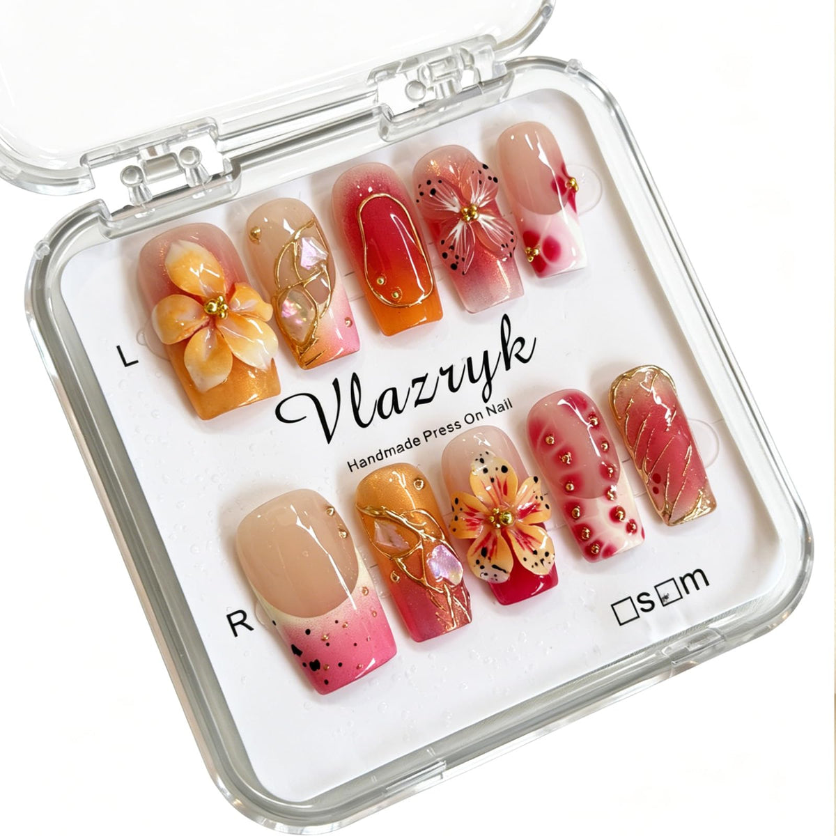Nude Gradient Long Square Handmade French Tip Press On Nails