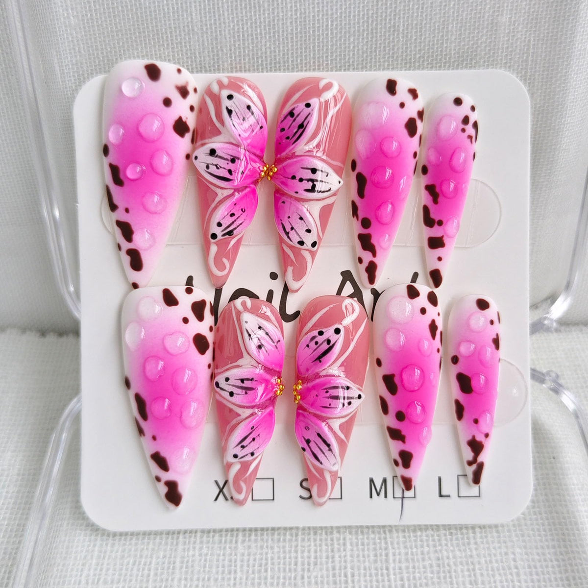 Press on Nails Long Stiletto Handmade French Yellow 10Pcs (Size M)