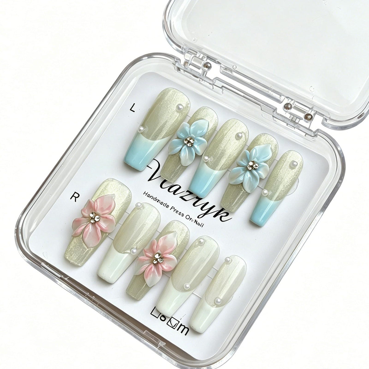 Nude Gradient Long Square Handmade French Tip Press On Nails