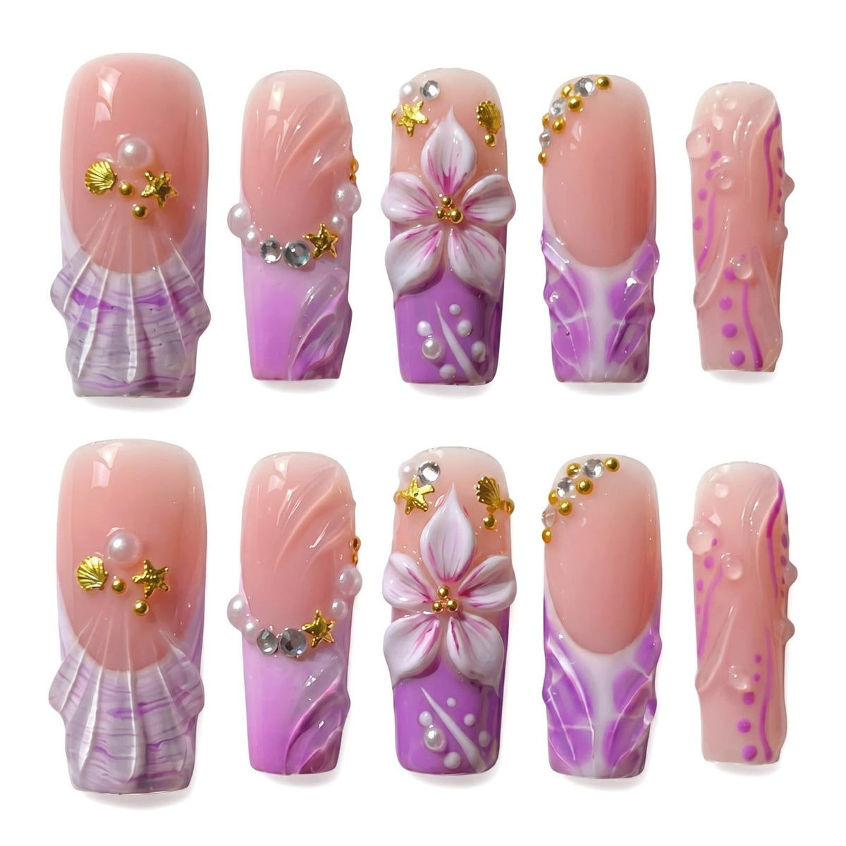 xl Square Handmade Press on Nails Long Luxury Acrylic Fake Nails