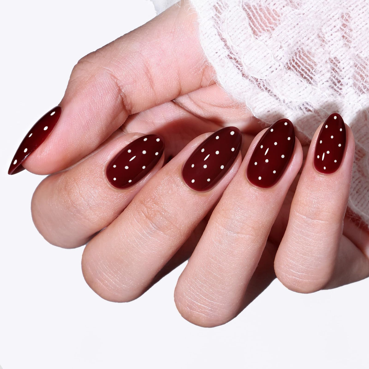 modelones Milky White Press On Nails Short Almond 32Pcs 16 Sizes Reusable