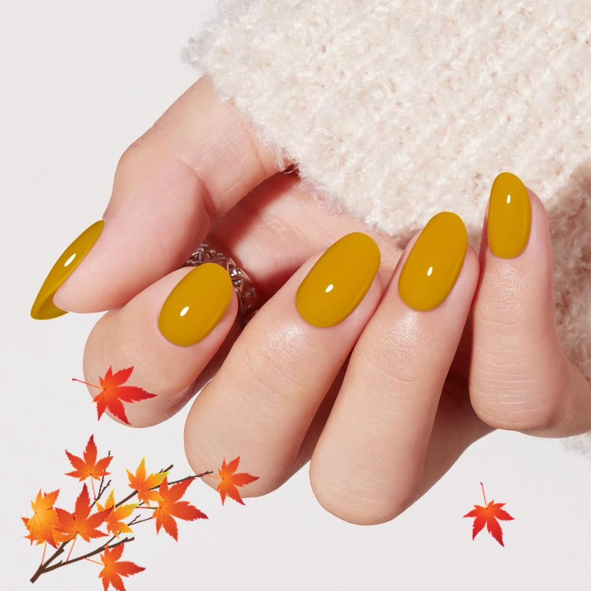 modelones French Tip Press On Nails, Short Oval Fake Nails Nails Press Ons
