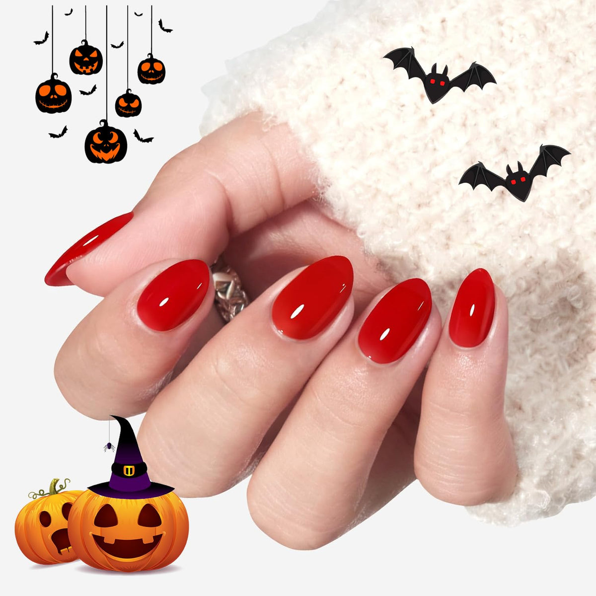 modelones French Tip Press On Nails, Short Oval Fake Nails Nails Press Ons