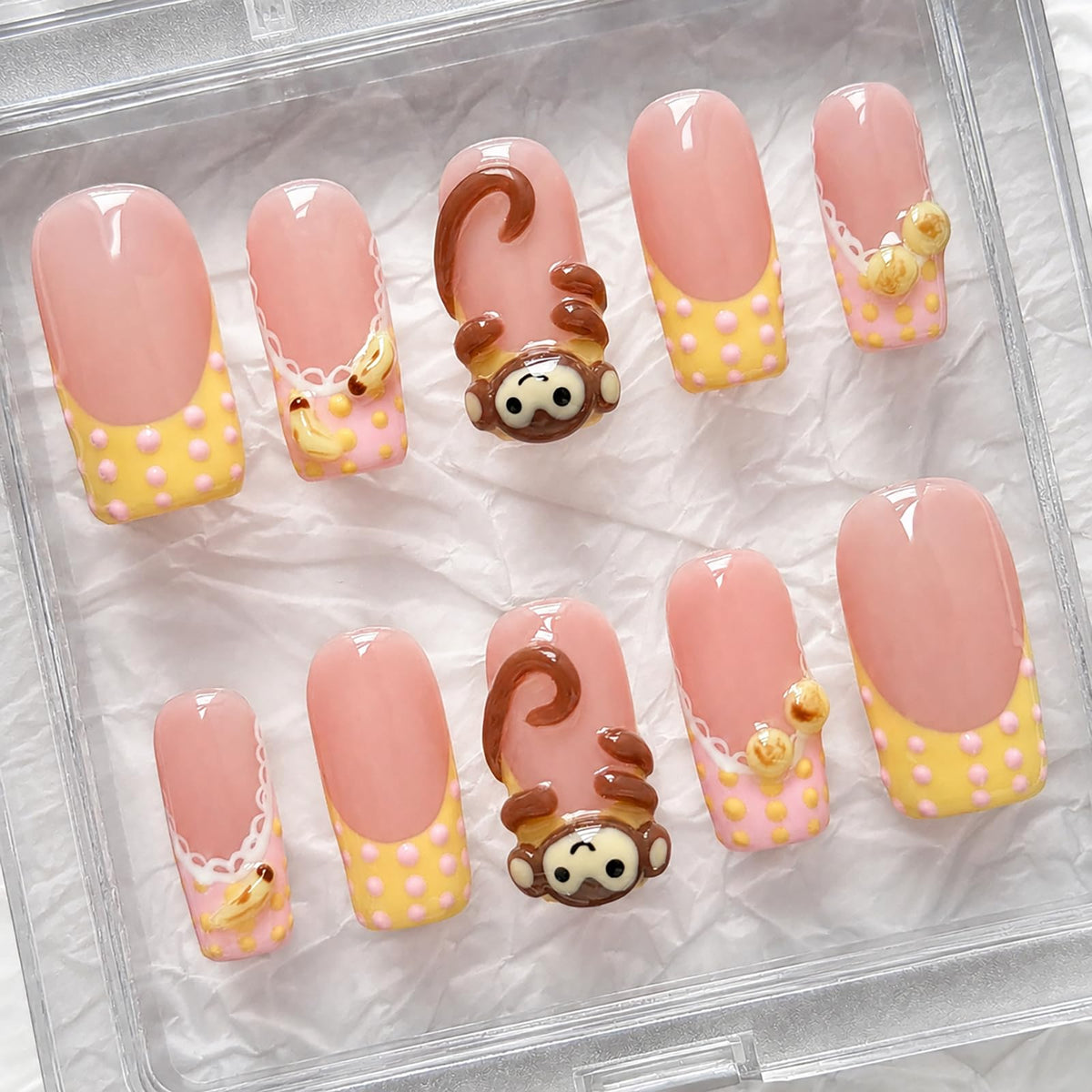 Handmade Almond Press on Nails Medium, Nude White French Tip Fake Nails with 3D White Flower Gold Metal Lines Pearl Decor, Glossy Reusable Full Cover False Nails for Women Wedding Daily(S)