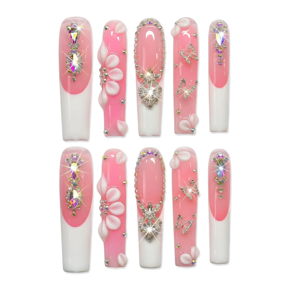 xl Square Handmade Press on Nails Long Luxury Acrylic Fake Nails