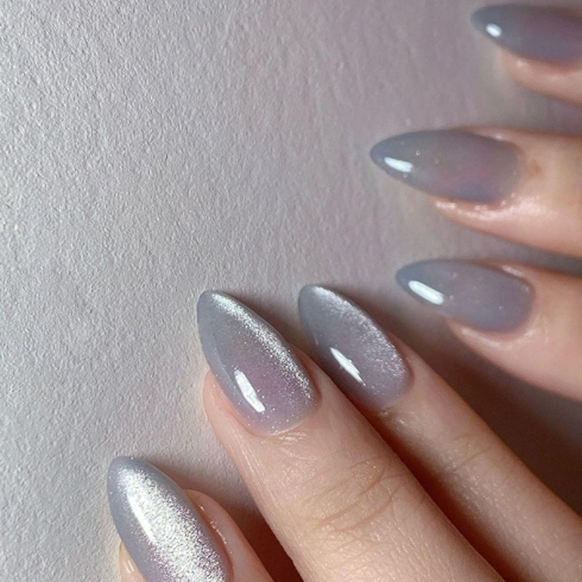 French Tip Press on Nails Almond Medium Fake Nails with Chrome Glitter Designs Nails Press ons Pink Gold Glue on Nails Natural False Nails Glossy Artificial Nails Simple Stick on Nails for Women 24Pcs