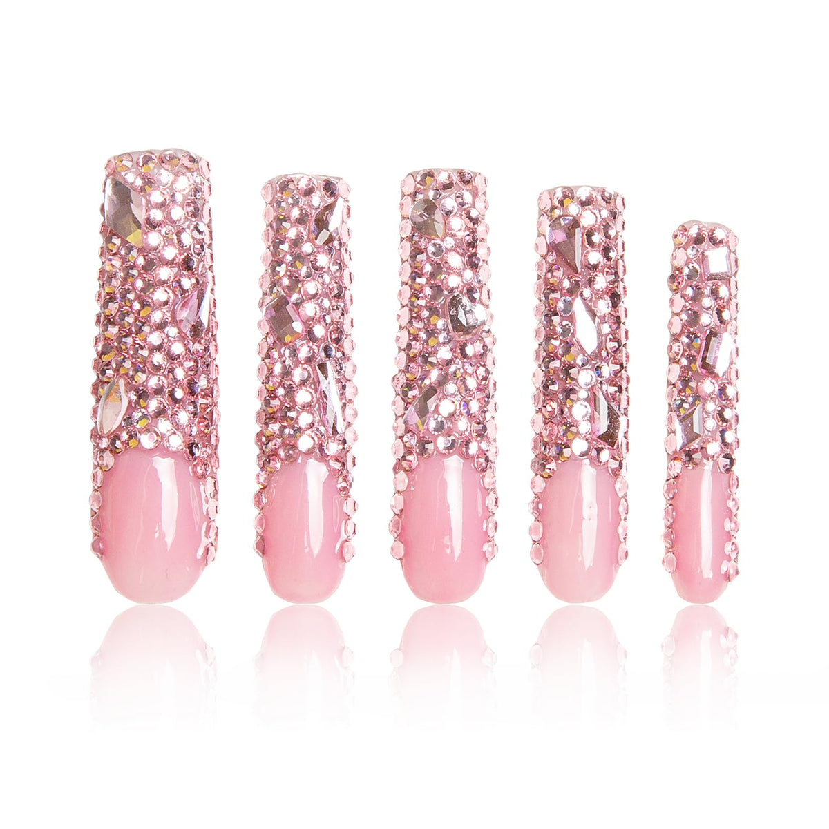 LOVFUL Gold Bling Press On Nails, Stunning Drill Glue On Nails, Luxury Fake Nails, Princess Nails | Handmade Nails l Fake Stick on nails | Square Long 2.2 in | H84(L)