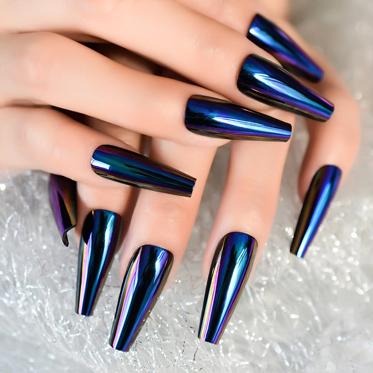 Elevenail Handmade Press on Nails Full Cover Luxurious 3D Crystal False Nails Super Extra Long Stiletto Diamonds Art Decoration Fake Nails Manicure Kit Nail Art Tips Gift for Women Girls Wedding Party