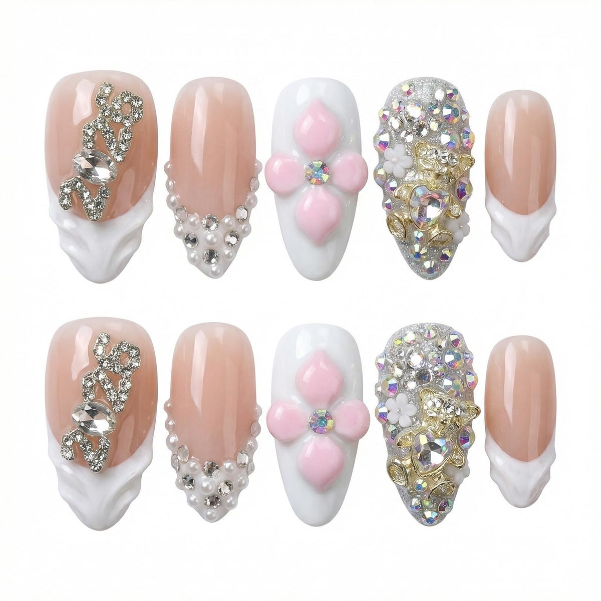 Luxury Handmade Press on Nails Medium Almond (Size M)