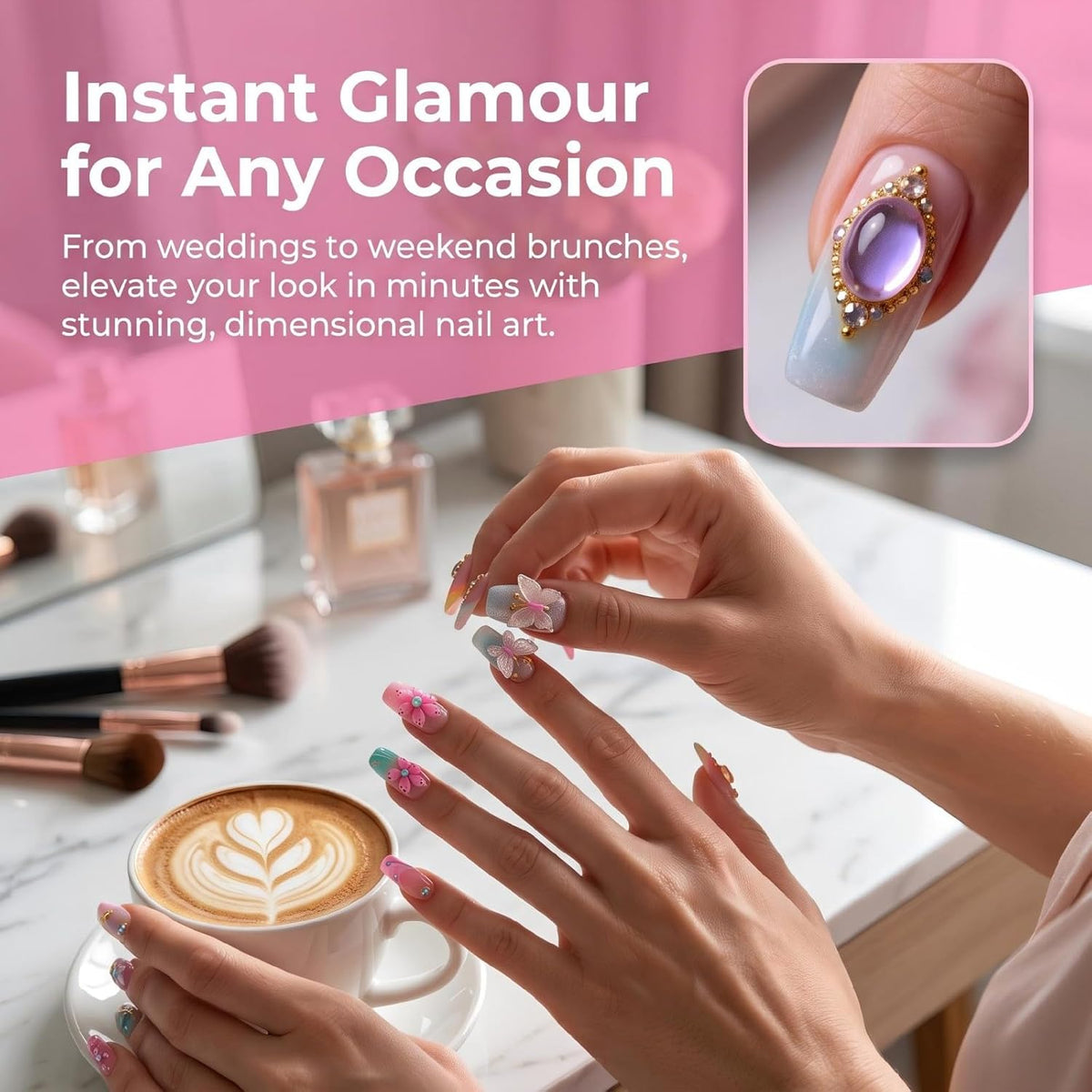 xl Square Handmade Press on Nails Long Luxury Acrylic Fake Nails