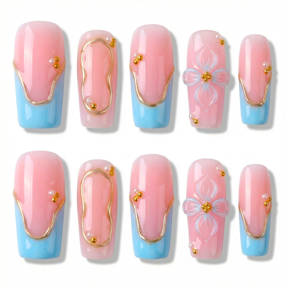 xl Square Handmade Press on Nails Long Luxury Acrylic Fake Nails