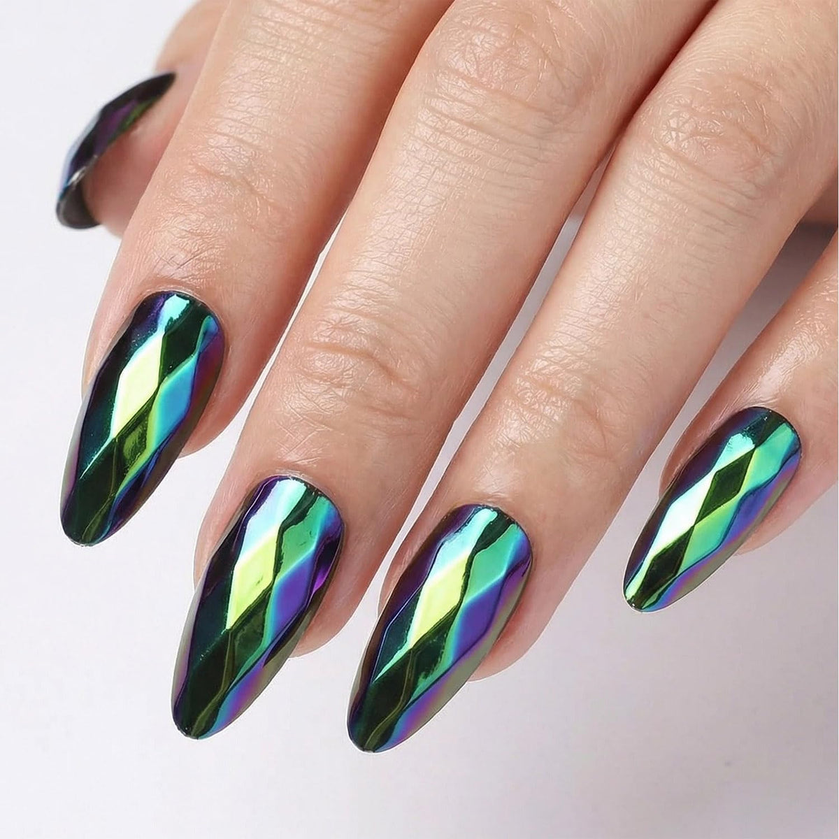 Glossy Nude Gold French Tip Press On Nails Short Almond, 30 PCS