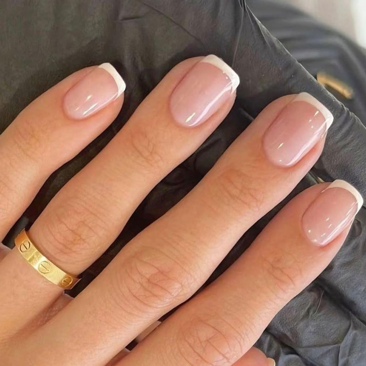 Modelones Extra Short Press on Nails, French Tips Squoval Fake Nails