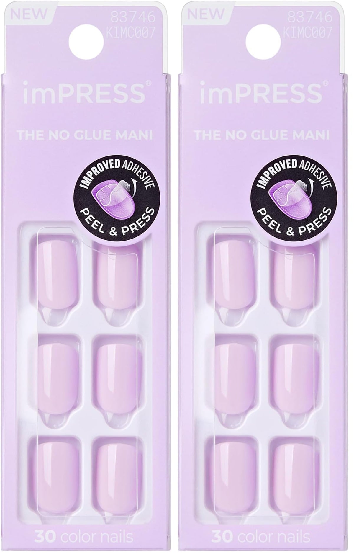 Kiss Impress No Glue Mani Press On Nails Kit, Over You, 30 Red Peel and Stick Nails, Super Slim Short Squoval, Glossy Gel Finish, PureFit Technology, Includes Prep Pad, Manicure Stick & Mini File