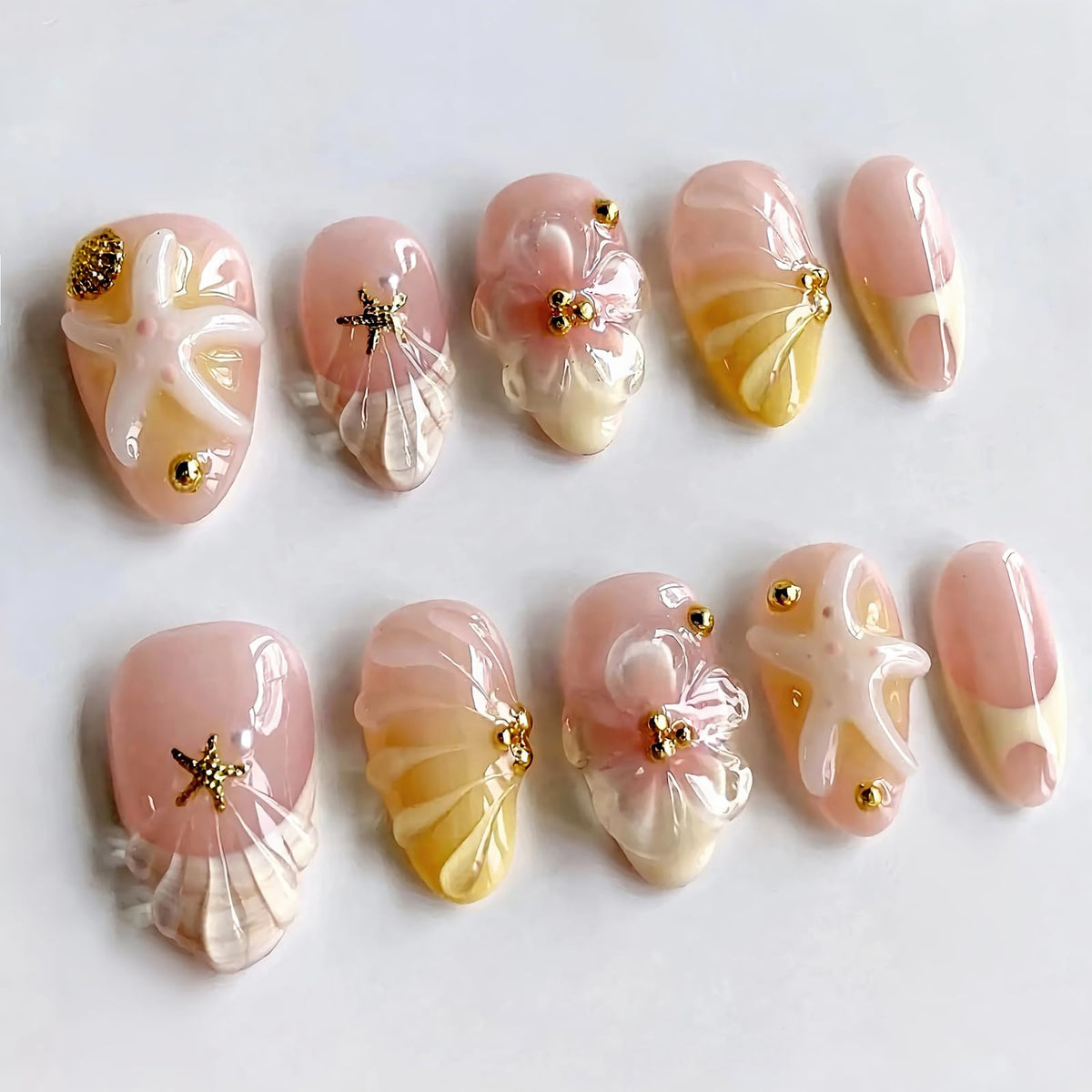 Long Almond Glitter Press on Nails Nude Pink Fashion Gold Fake Nails Full Cover Sparkling Stick On Nails Glossy Thin Design Glue on Nails for Girl Women False Nails Daily Office Party Wedding 24 Pcs
