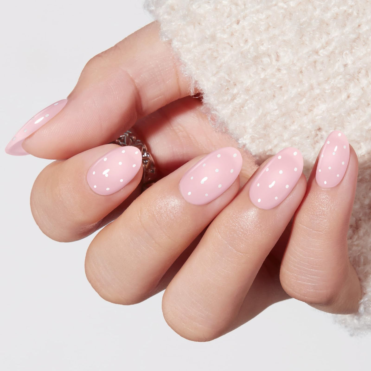 modelones French Tip Press On Nails, Short Oval Fake Nails Nails Press Ons