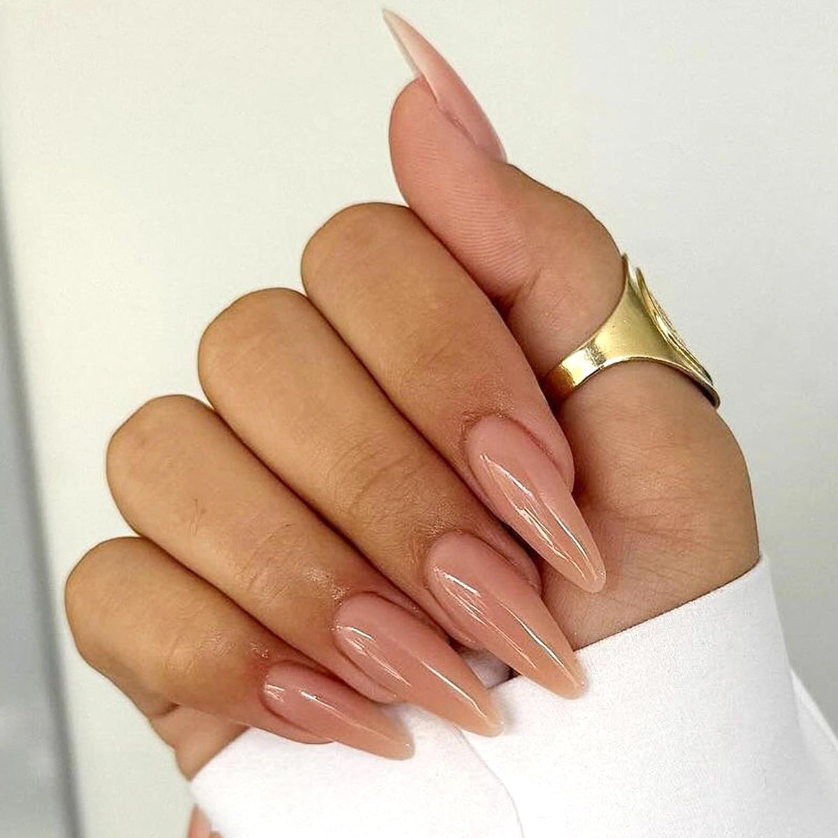MISUD Press on Nails - Long Stiletto Fake Nails with Bling Glitter, Acrylic Luxury Rhinestone Design 24 pcs
