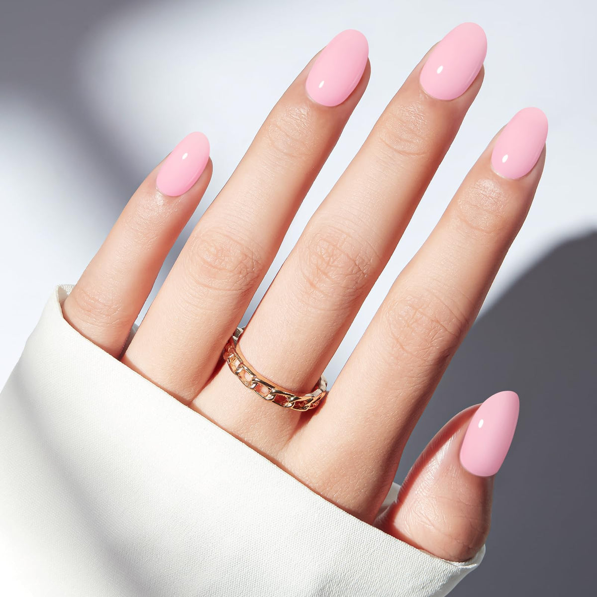 modelones French Tip Press On Nails, Short Oval Fake Nails Nails Press Ons