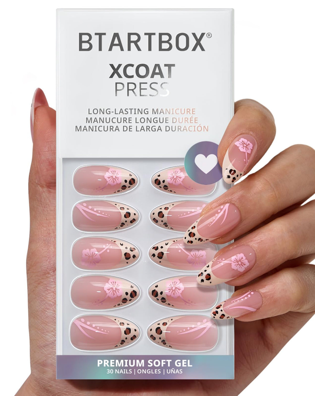 BTArtbox Press On Nails, Extra Short Almond Baby Pink Nails, 32Pcs Full Kit