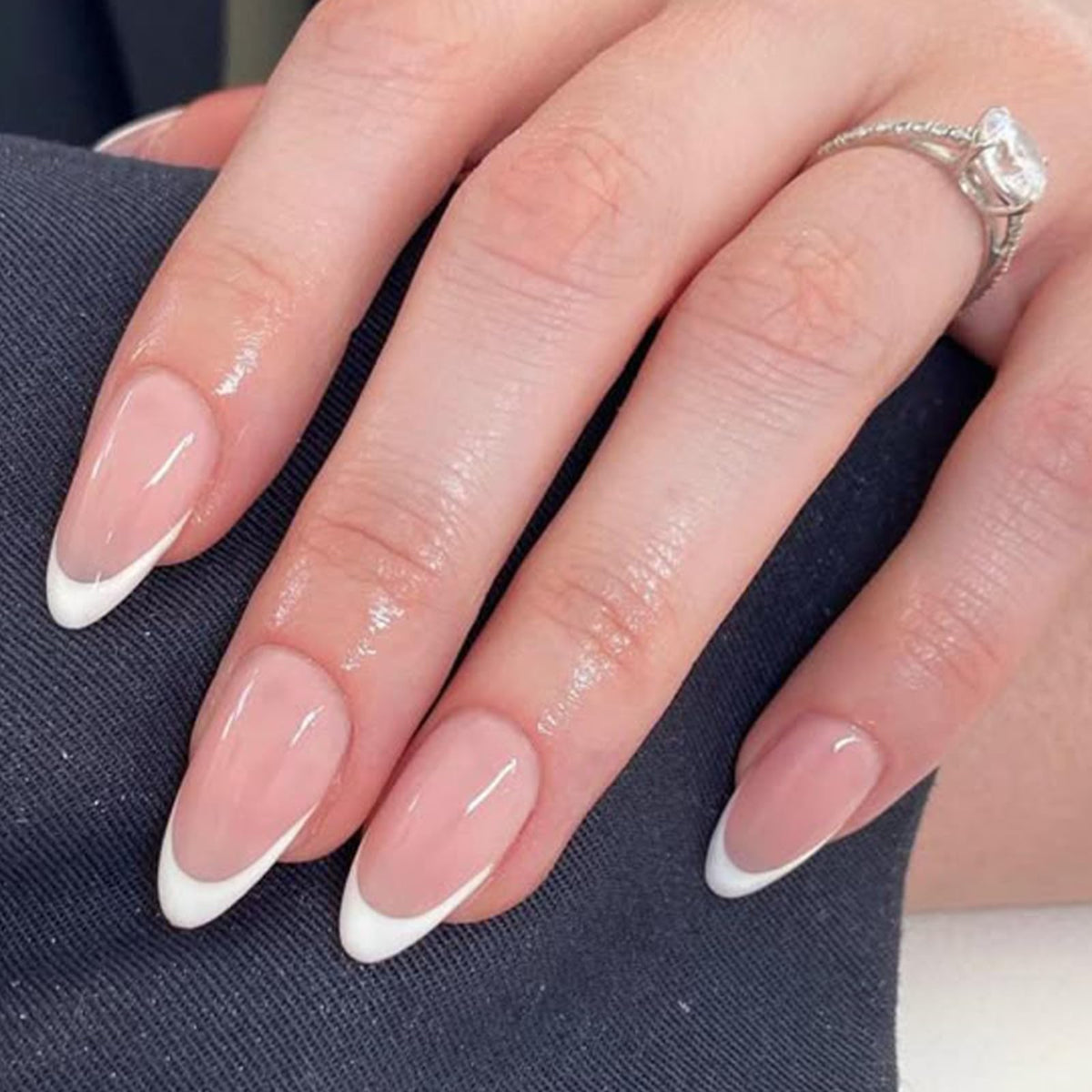 modelones Milky White Press On Nails Short Almond 32Pcs 16 Sizes Reusable