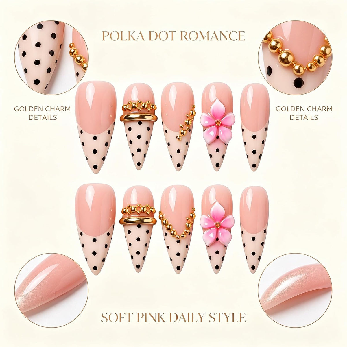 Luxury Handmade Acrylic Press on Nails Long Stiletto French Tips Fake Nails