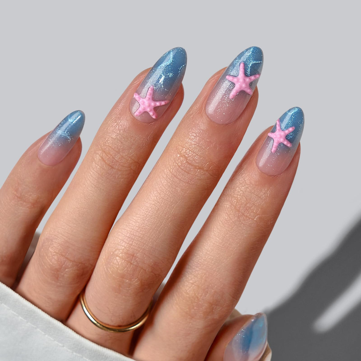 BTArtbox Press On Nails, Extra Short Almond Baby Pink Nails, 32Pcs Full Kit