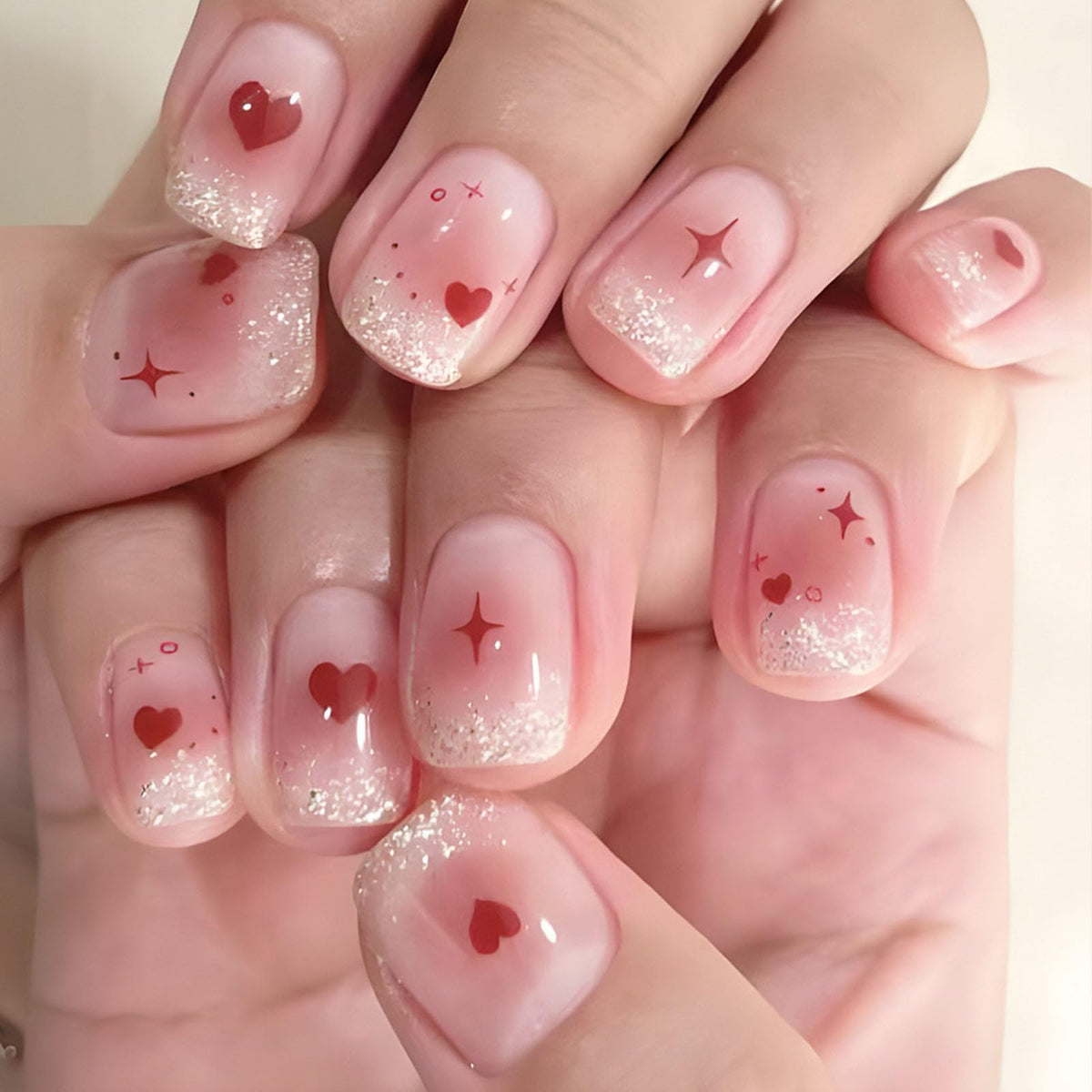 Short Press on Nails Square Fall Burgundy Fake Nails with Golden Glitter Designs Acrylic Nails Press ons Reusable Glue on Nails for Women and Girls Daily Wear 24 Pcs