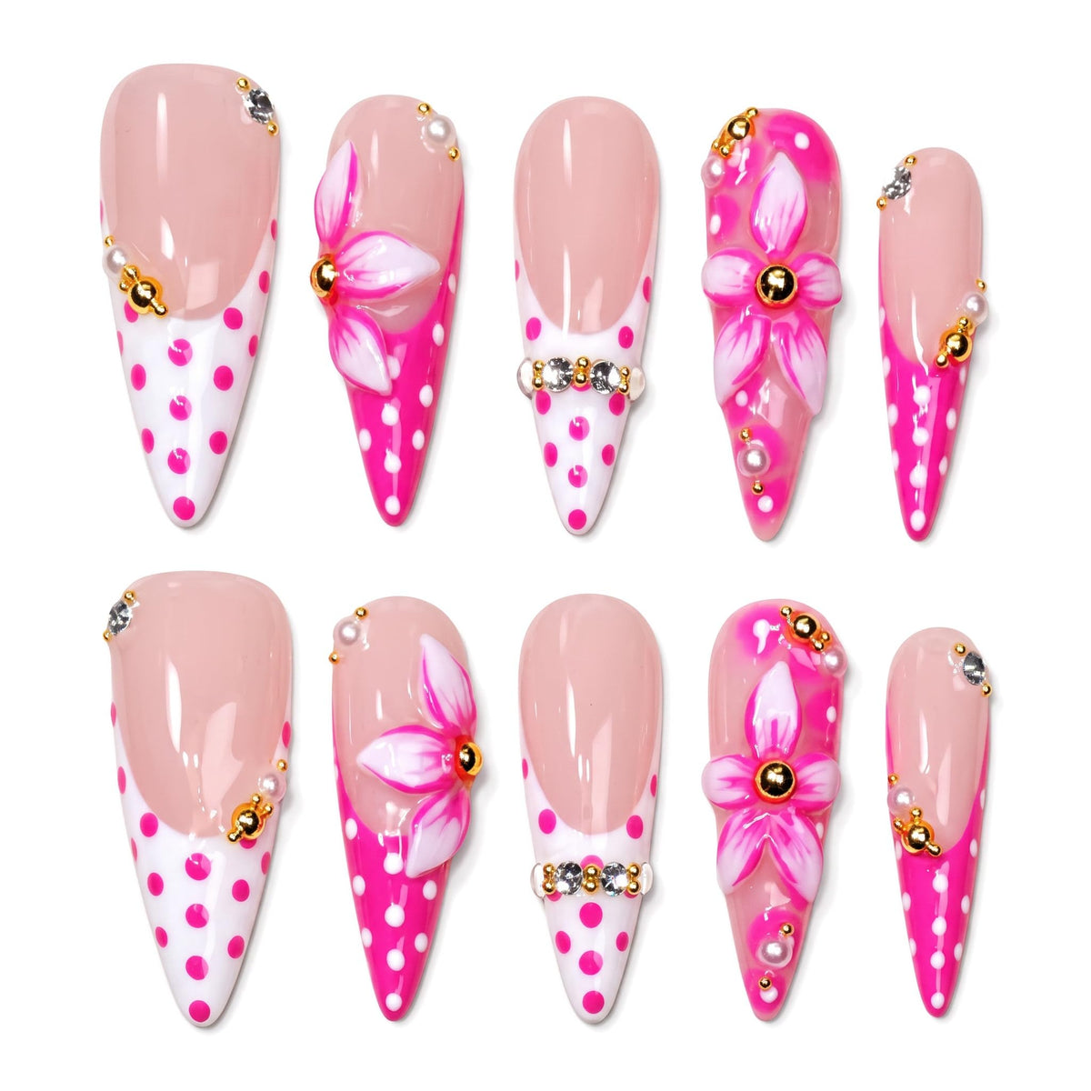 Luxury Long Stiletto Press on Nails Handmade Acrylic False Nails