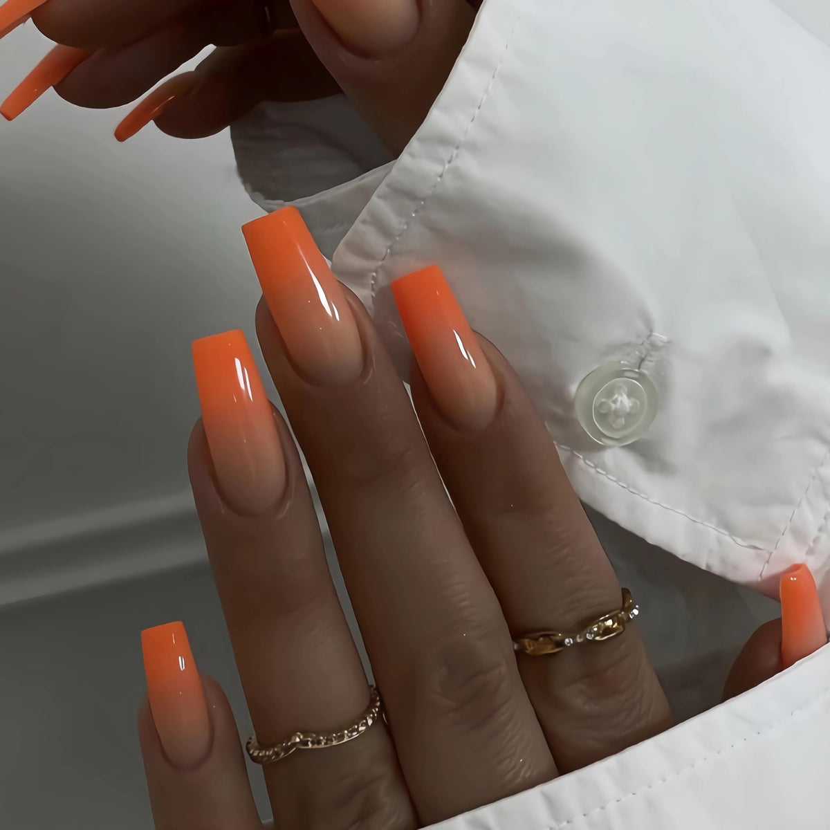 BABALAL Press on Nails, Extra Long Square Fake Nails, Gold Chrome French Tip, Luxury Rhinestone & Star Charm Design, Bling Shiny Reusable Glue on Nails 24Pcs