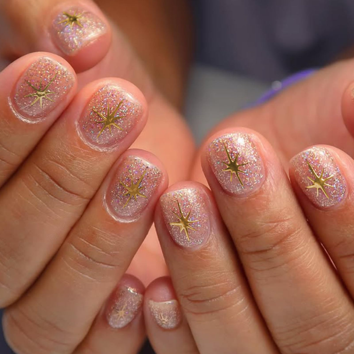 Short Press on Nails Square Fall Burgundy Fake Nails with Golden Glitter Designs Acrylic Nails Press ons Reusable Glue on Nails for Women and Girls Daily Wear 24 Pcs